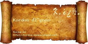 Kordos Ágnes névjegykártya